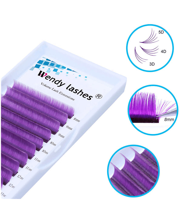 0.07MM PURPLE COLOR VOLUME EYELASH EXTENSIONS